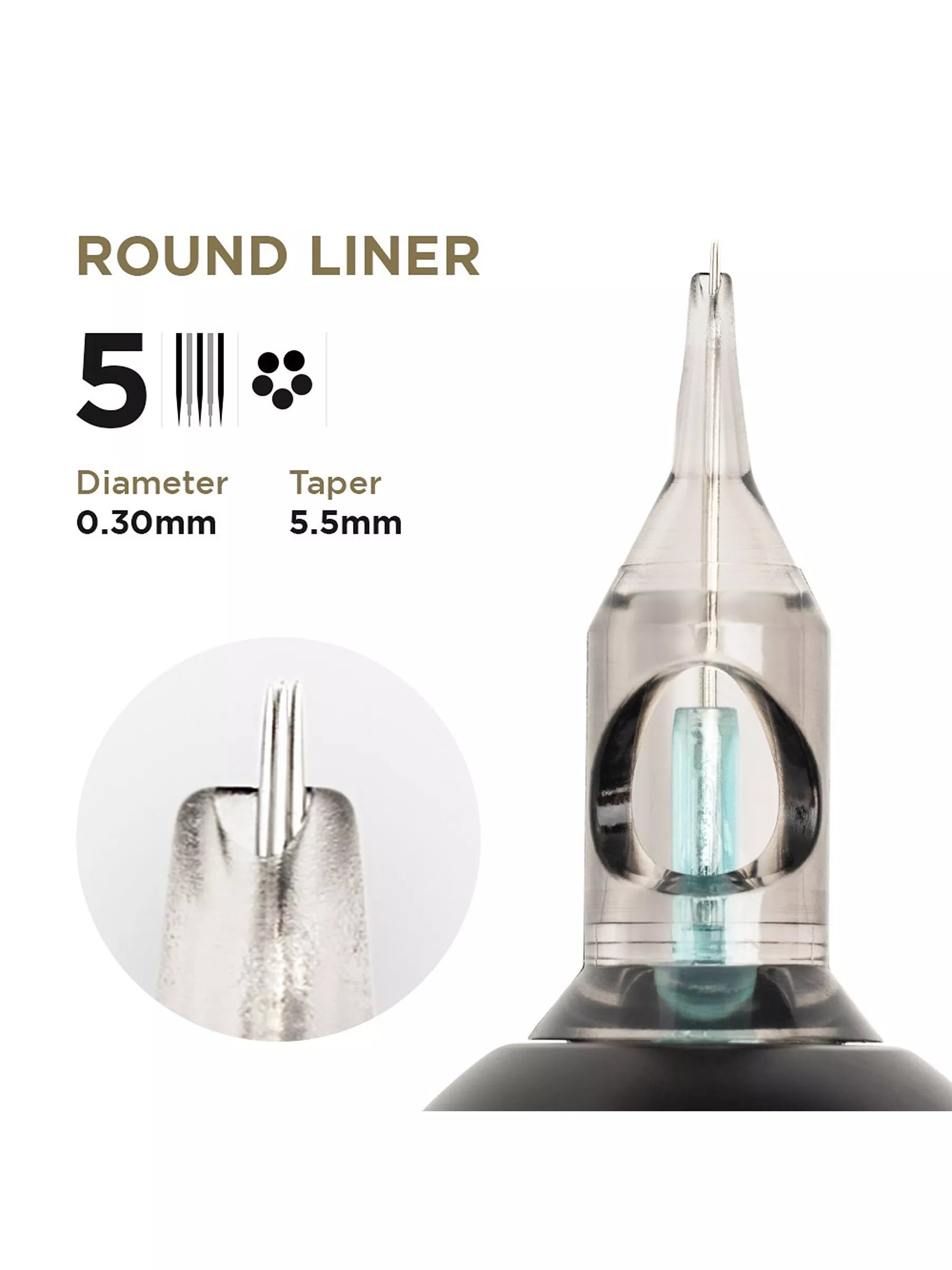 PMU Cartridges 0.30 5R, 5.5mm taper (EN02B) 20 pcs (Universal Cartr.) – professional permanent makeup & beauty product