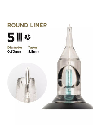 PMU Cartridges 0.30 5R, 5.5mm taper (EN02B) 20 pcs (Universal Cartr.) – professional permanent makeup & beauty product