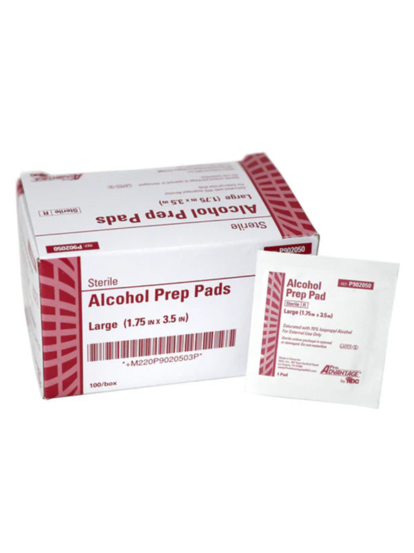 Pro Advantage Alcohol Prep Pads Large - Box of 100