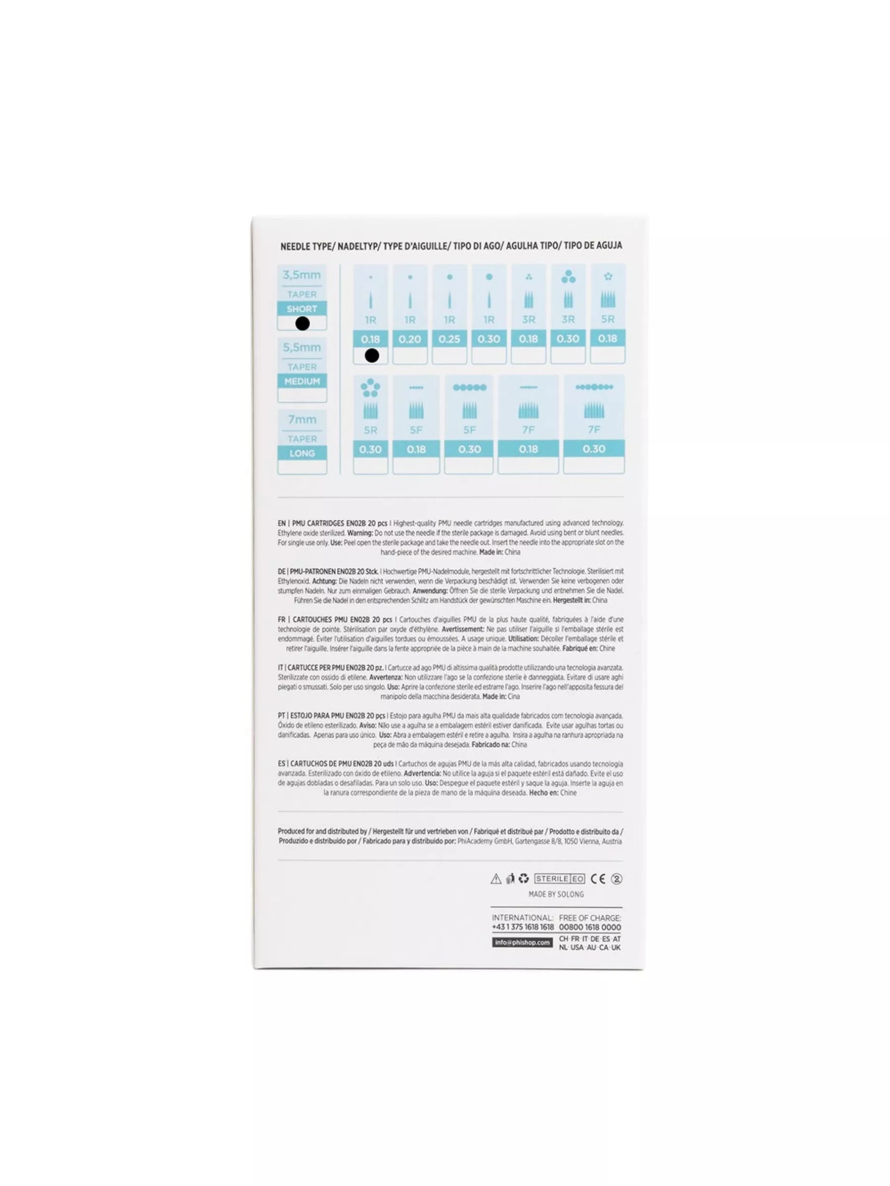PMU Cartridges 0.18 1R, 3.5mm taper (EN17) 20 pcs (Universal Cartr.) – professional permanent makeup & beauty product
