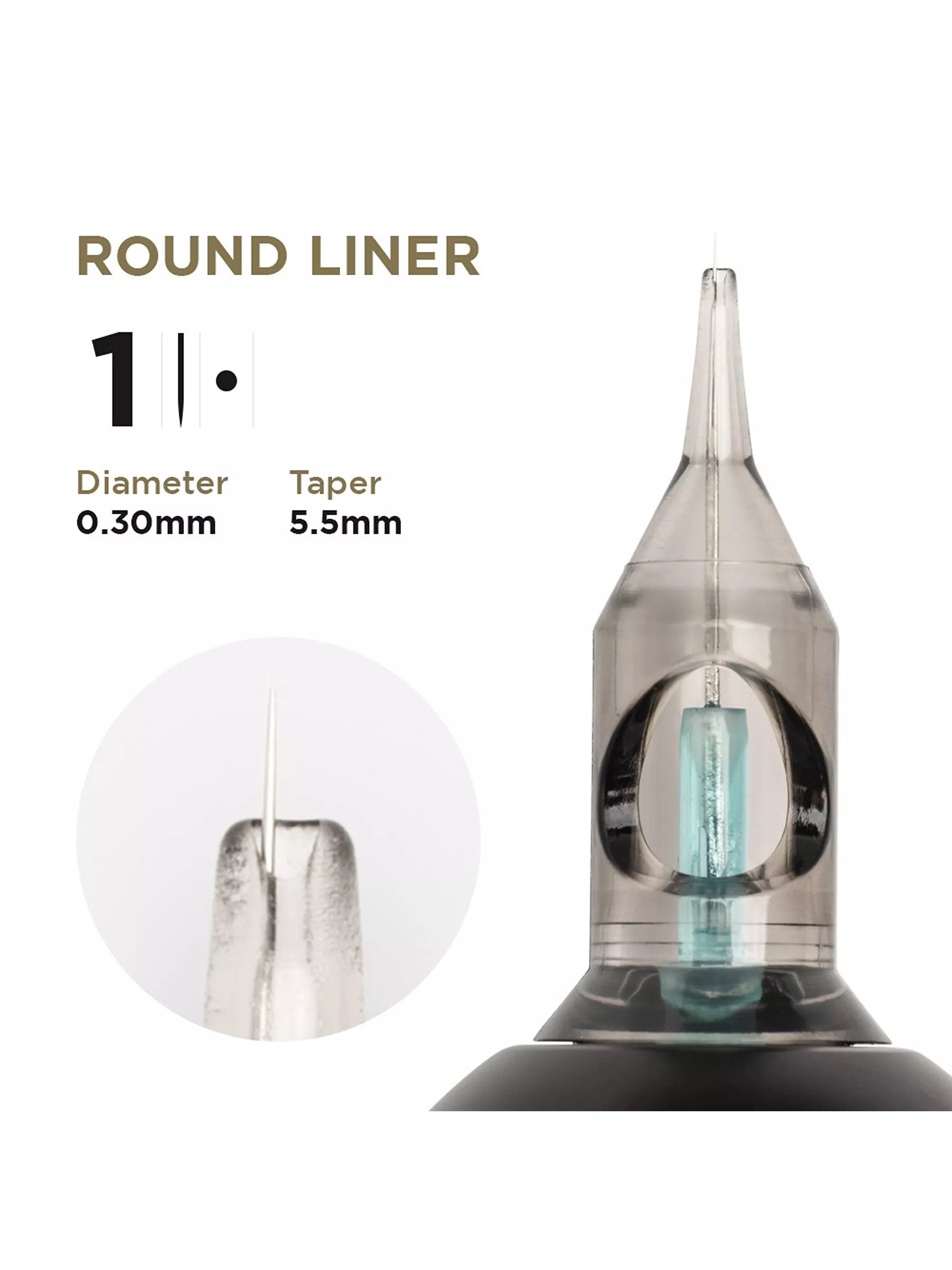 PMU Cartridges 0.30 1R, 5.5mm taper (EN02B) 20 pcs (Universal Cartr.) – professional permanent makeup & beauty product