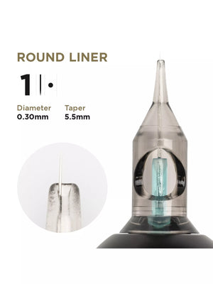 PMU Cartridges 0.30 1R, 5.5mm taper (EN02B) 20 pcs (Universal Cartr.) – professional permanent makeup & beauty product