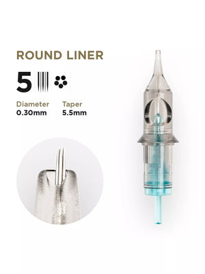 PMU Cartridges 0.30 5R, 5.5mm taper (EN02B) 20 pcs (Universal Cartr.) – professional permanent makeup & beauty product