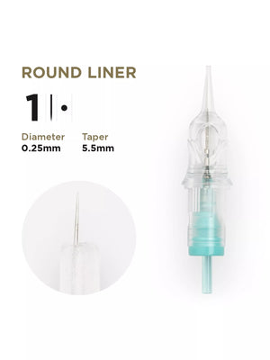 PMU Cartridges 0.25 1R, 5.5mm taper (EN02B) 20 pcs (Universal Cartr.) – professional permanent makeup & beauty product