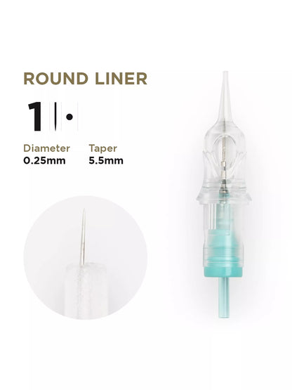 PMU Cartridges 0.25 1R, 5.5mm taper (EN02B) 20 pcs (Universal Cartr.) – professional permanent makeup & beauty product