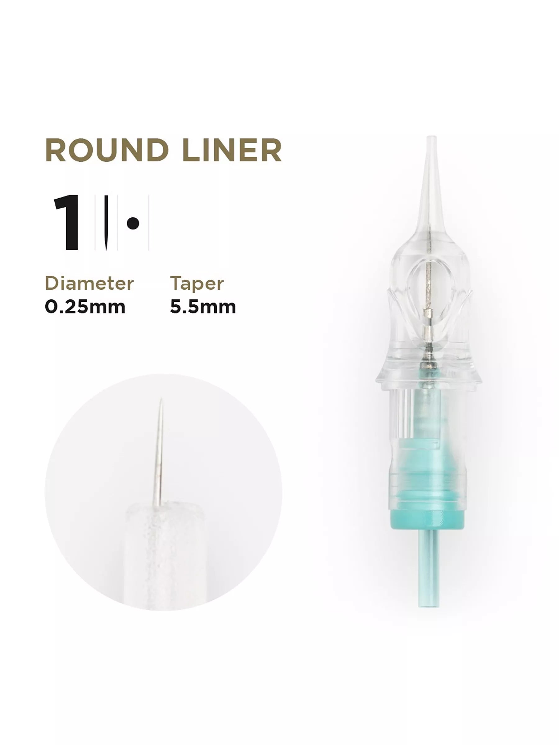 PMU Cartridges 0.25 1R, 5.5mm taper (EN17) 20 pcs (Universal Cartr.) – professional permanent makeup & beauty product