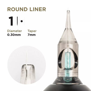 PMU Cartridges 0.30 1R, 7mm taper (EN02B) 20 pcs (Universal Cartridges) – professional permanent makeup & beauty product