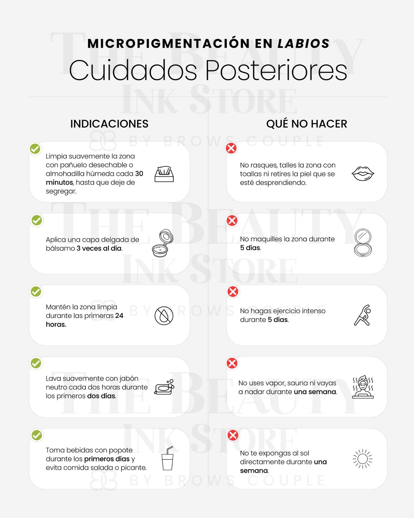 Lip Micropigmentation Aftercare Cards Spanish (Digital Download) – professional permanent makeup & beauty product