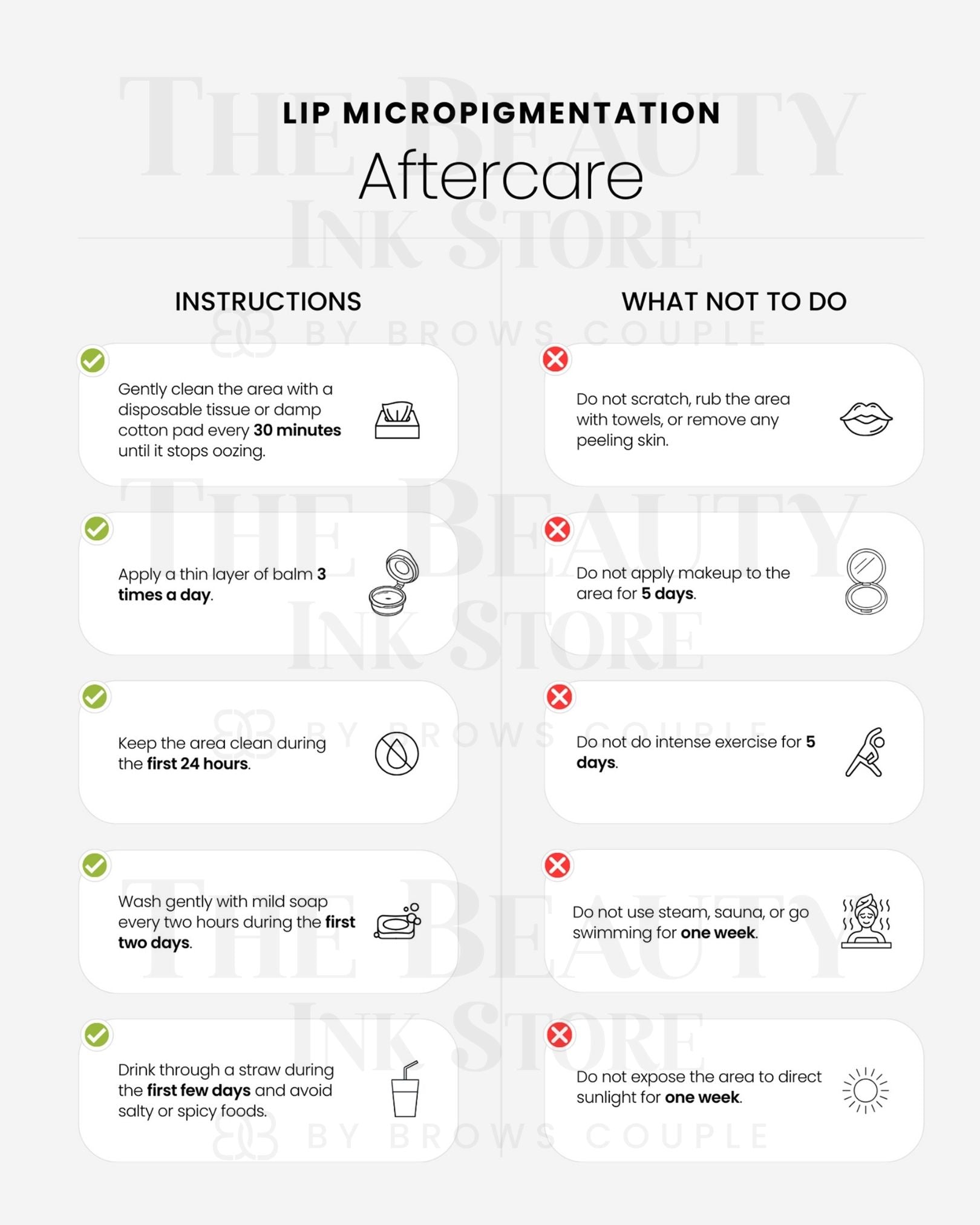 Lip Micropigmentation Aftercare Cards English (Digital Download) – professional permanent makeup & beauty product