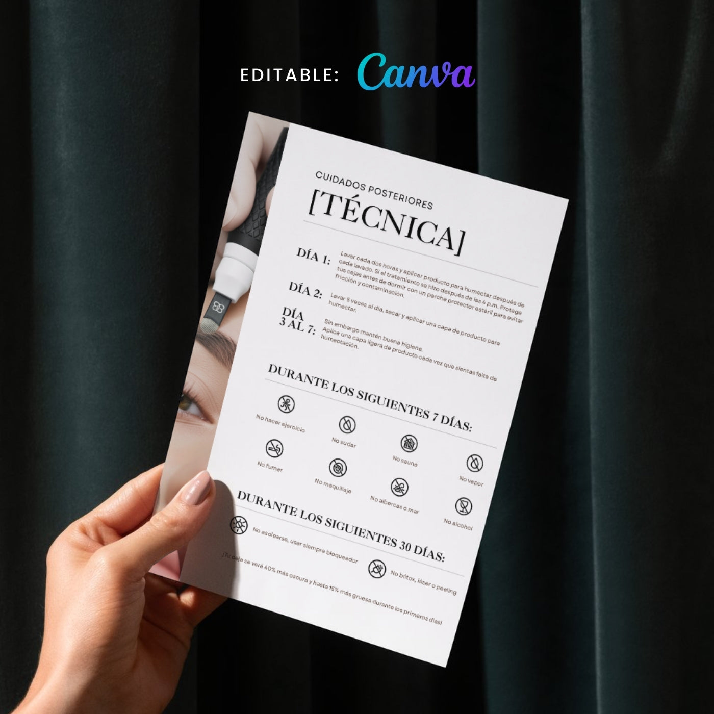 Editable Healing Process & Aftercare Cards (Canva | Digital) – professional permanent makeup & beauty product