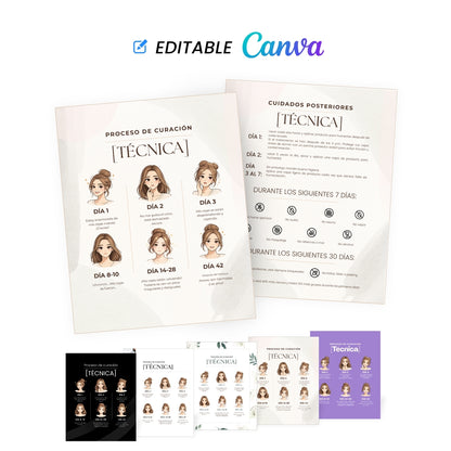 Editable Healing Process & Aftercare Cards (Canva | Digital) – professional permanent makeup & beauty product