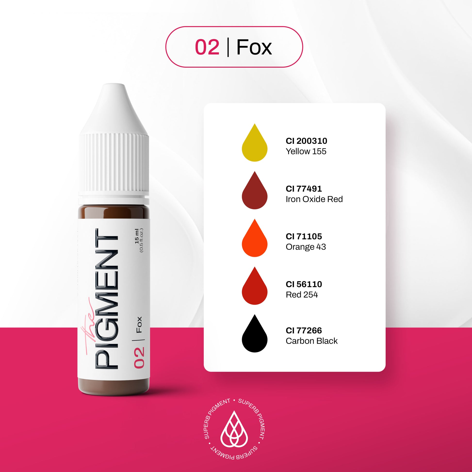 The Pigment - 02 Fox – 15ml – professional permanent makeup & beauty product