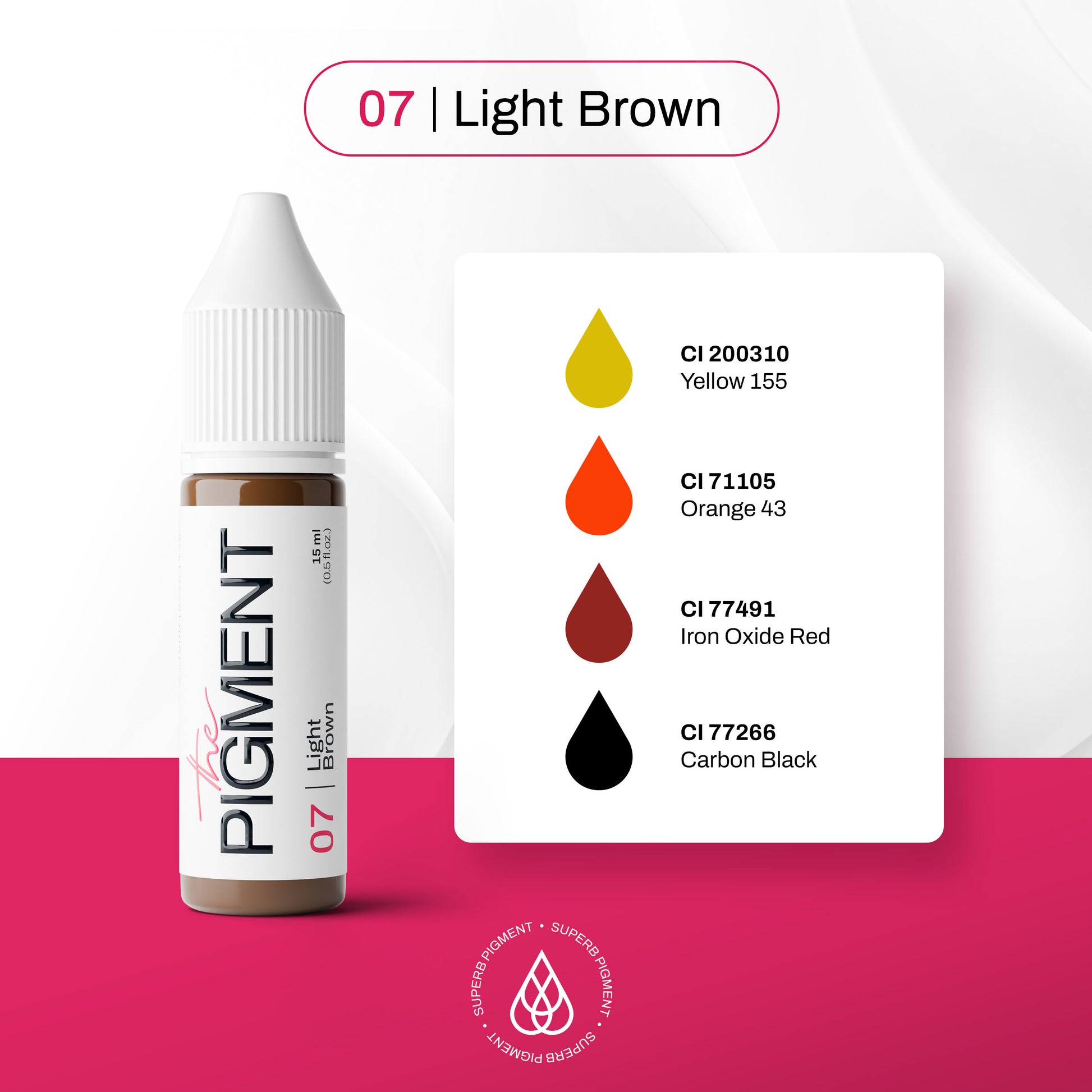 The Pigment - 07 Light Brown – 15ml – professional permanent makeup & beauty product