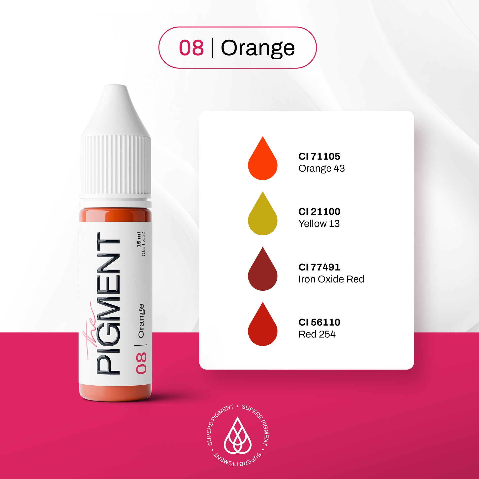 The Pigment - 08 Orange - 15ml – professional permanent makeup & beauty product