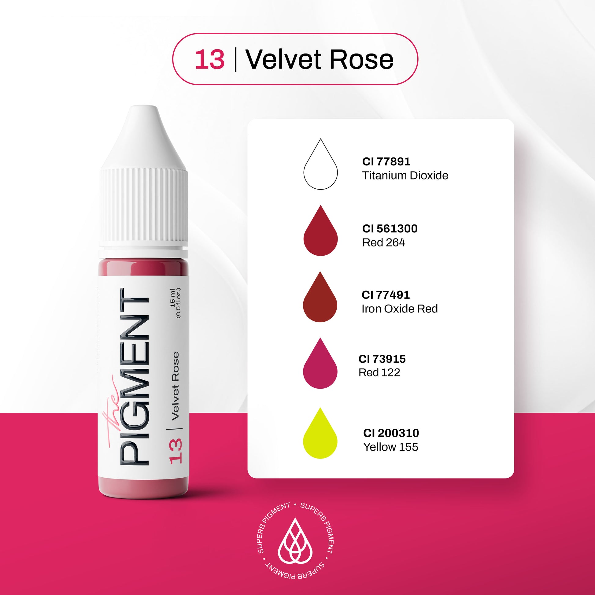The Pigment - 13 Velvet Rose - 15ml – professional permanent makeup & beauty product
