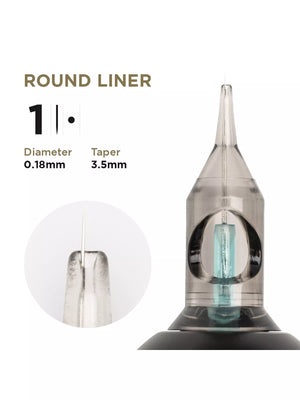 PMU Cartridges 0.18 1R, 3.5mm taper (EN17) 20 pcs (Universal Cartr.) – professional permanent makeup & beauty product