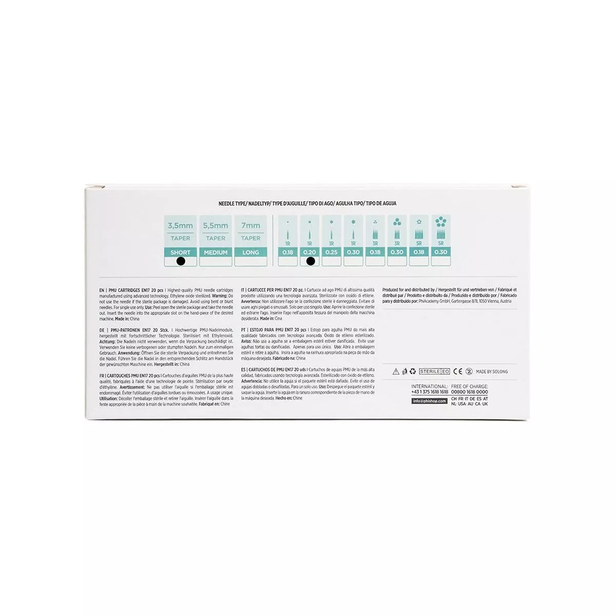 PMU Cartridges 0.20 1R, 3.5mm taper (EN17) 20 pcs (Universal Cartridges ) – professional permanent makeup & beauty product