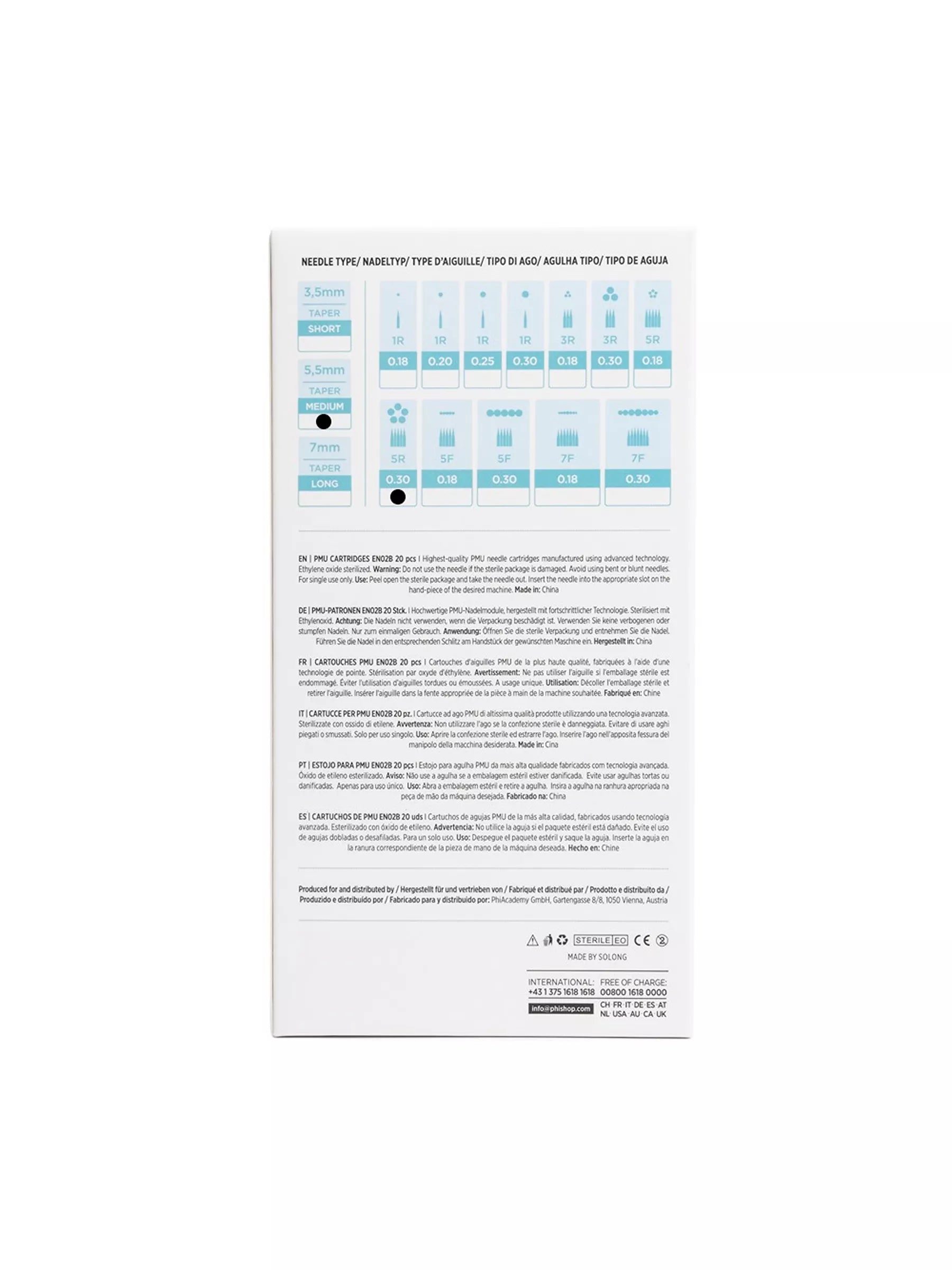 PMU Cartridges 0.30 5R, 5.5mm taper (EN02B) 20 pcs (Universal Cartr.) – professional permanent makeup & beauty product