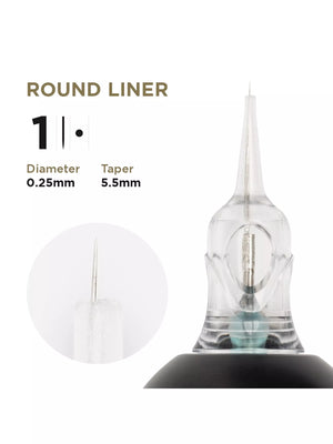 PMU Cartridges 0.25 1R, 5.5mm taper (EN02B) 20 pcs (Universal Cartr.) – professional permanent makeup & beauty product