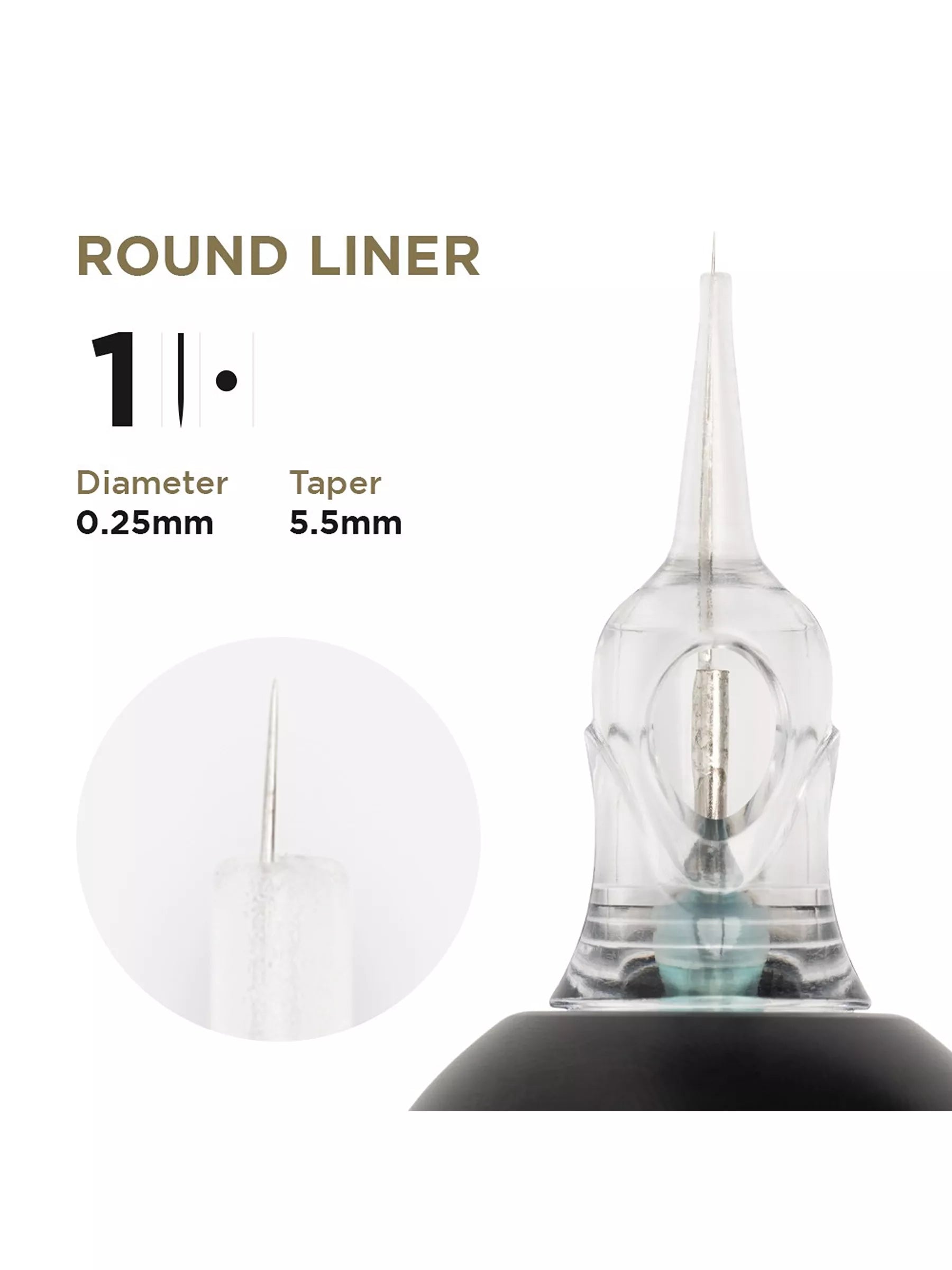 PMU Cartridges 0.25 1R, 5.5mm taper (EN17) 20 pcs (Universal Cartr.) – professional permanent makeup & beauty product