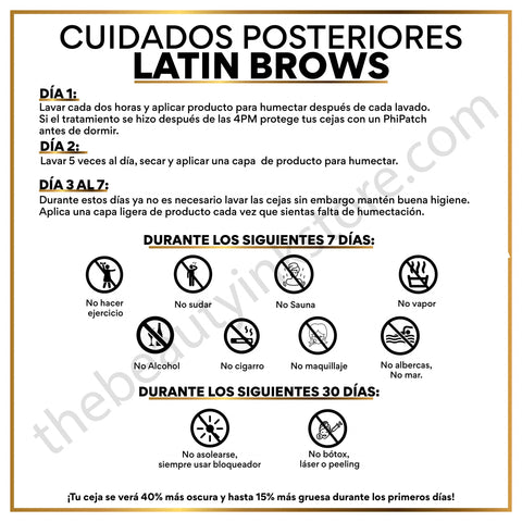 LatinBrows After Care Cards Spanish