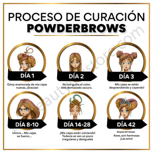 PowderBrows After Care Cards Spanish – professional permanent makeup & beauty product